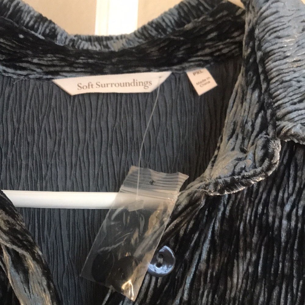 NWOT Blue Crushed Velvet Soft Surroundings Dress - Picture 5 of 8